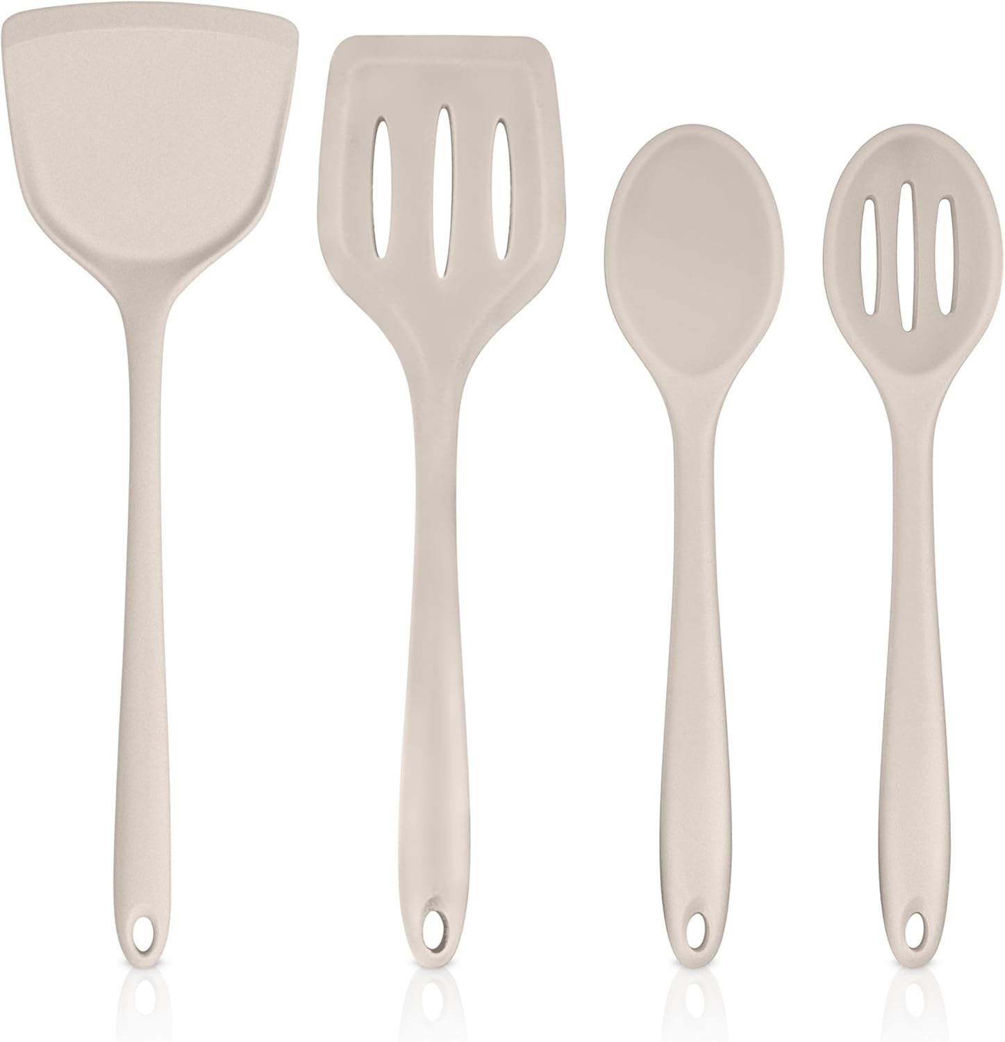 TeamFar Cooking Utensils Set of 4, Silicone Kitchen Utensils, Solid & Slotted Spoons Turners for Cooking/Serving/Frying, Healthy & Seamless Design, Heat-Resistant & Non-Scratch, Dishwasher Safe, Khaki TeamFar Cooking Utensils Set of 4, Silicone Kitchen Utensils, Solid & Slotted Spoons Turners for Cooking/Serving/Frying, Healthy & Seamless Design, Heat-Resistant & Non-Scratch, Dishwasher Safe, Khaki