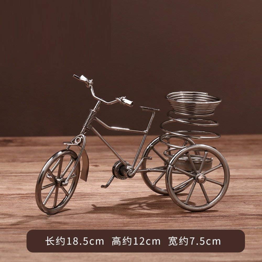 Statue tricycle en fer finement sculptée, petit artisanat d'art pour intérieur chic C2