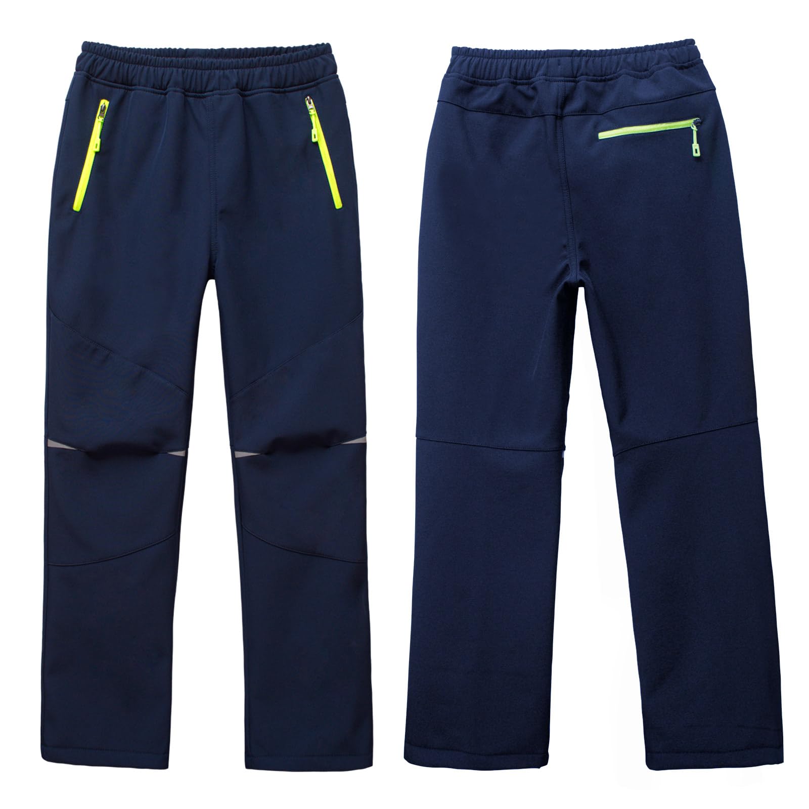 MEILONGER Pantalones Ski Niño Softshell Pantalon Trekking Niña Térmicos Pantalón Senderismo Invierno Impermeables Transpirable Pantalón (Azul Oscuro 13-14años)