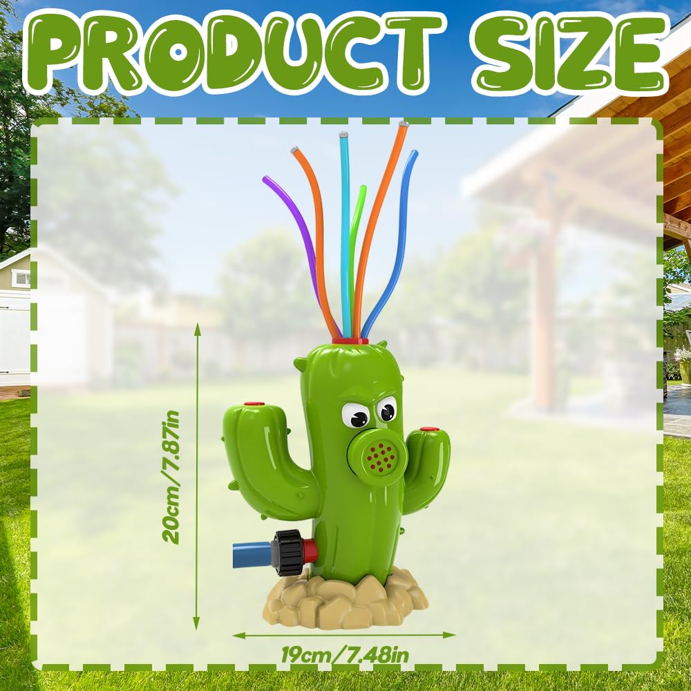 Wasserspielzeug Kinder Outdoor, Kaktus Wassersprinkler, Sprinkler Spiele für Jungen Mädchen Ab 3 4 5 6 7 8 Jahre für Wasserblume, Außenbereich, Rasen, Garten, Pool-Party