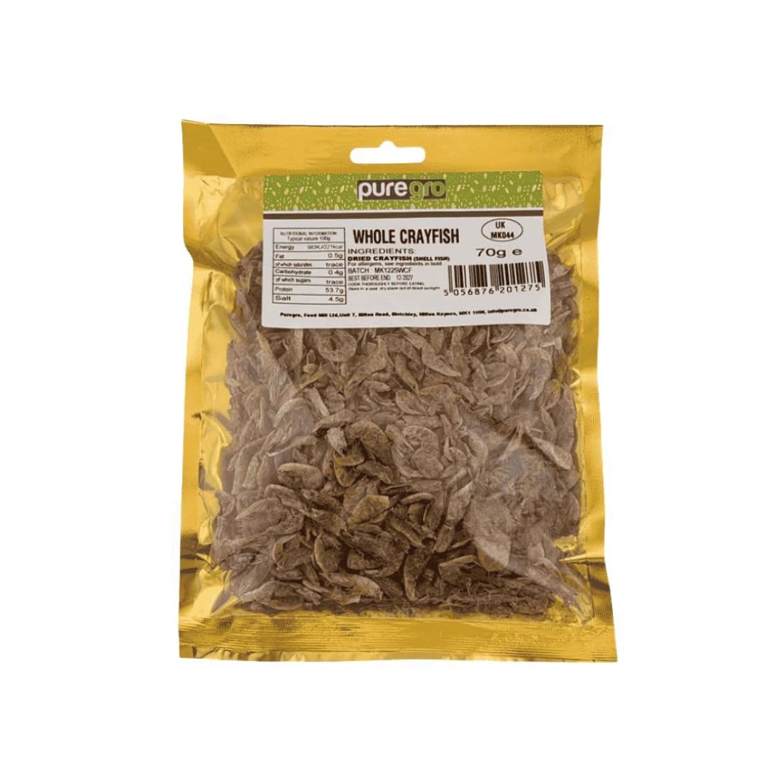 Puregro Whole Crayfish 70g | Traditional West African Ingredient | Ideal for Soups, Stews and Authentic African Cooking | Pantry Staple