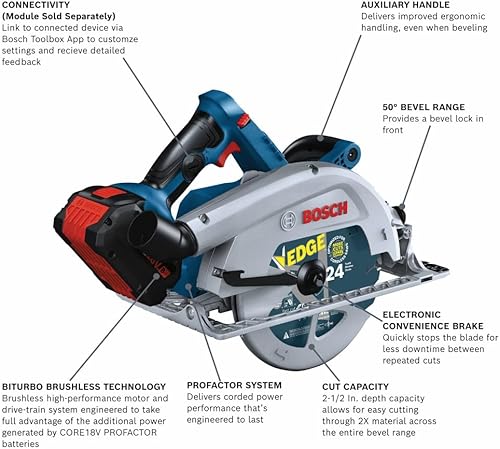 Miniatura 2 de BOSCH GKS18V-25CB14 PROFACTOR Kit de sierra circular de 7-14 pulgadas listo para conectarse de 18 V con (1) batería de alta potencia CORE18V de 8 Ah
