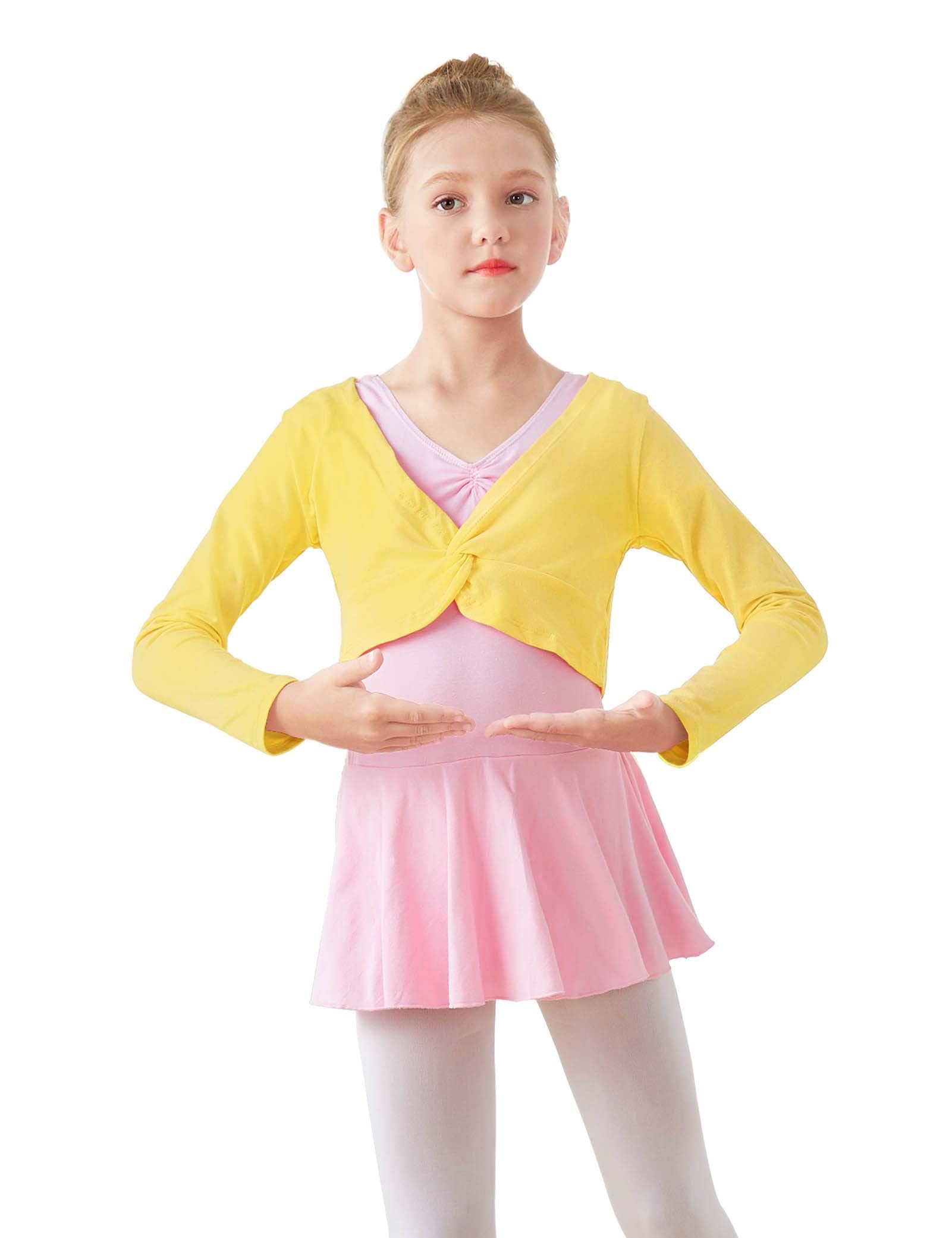 Daydance Girl's Dance Crop Tops Ballet Wrap Shrug Sweater Long Sleeve
