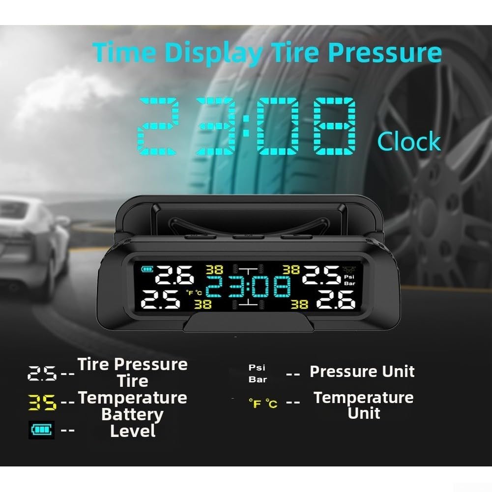 Solarbetriebenes für tpms Display für usb-c Ladung 4 Räder Solarbetriebenes(Built-in)