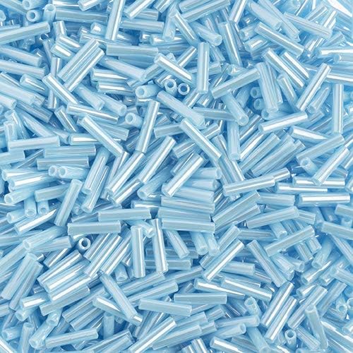 Miyuki Slender Bugle 1.3x6mm Light Blue Ceylon 16Gram Vial of Japanese Glass Beads