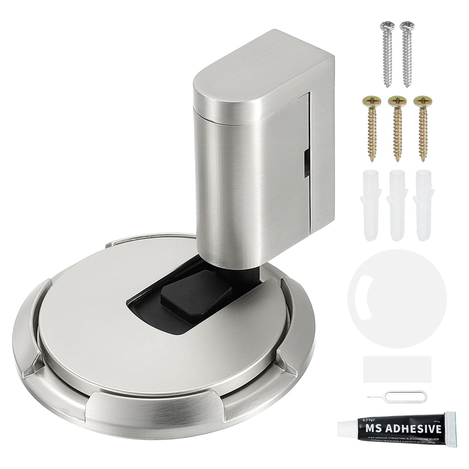 uxcell 4Pcs Magnetic Door Stopper, Silent Magnetic Floor Door Stop with Adhesive, Mechanical Floor Door Stop Shock Absorbing for Bedroom Office