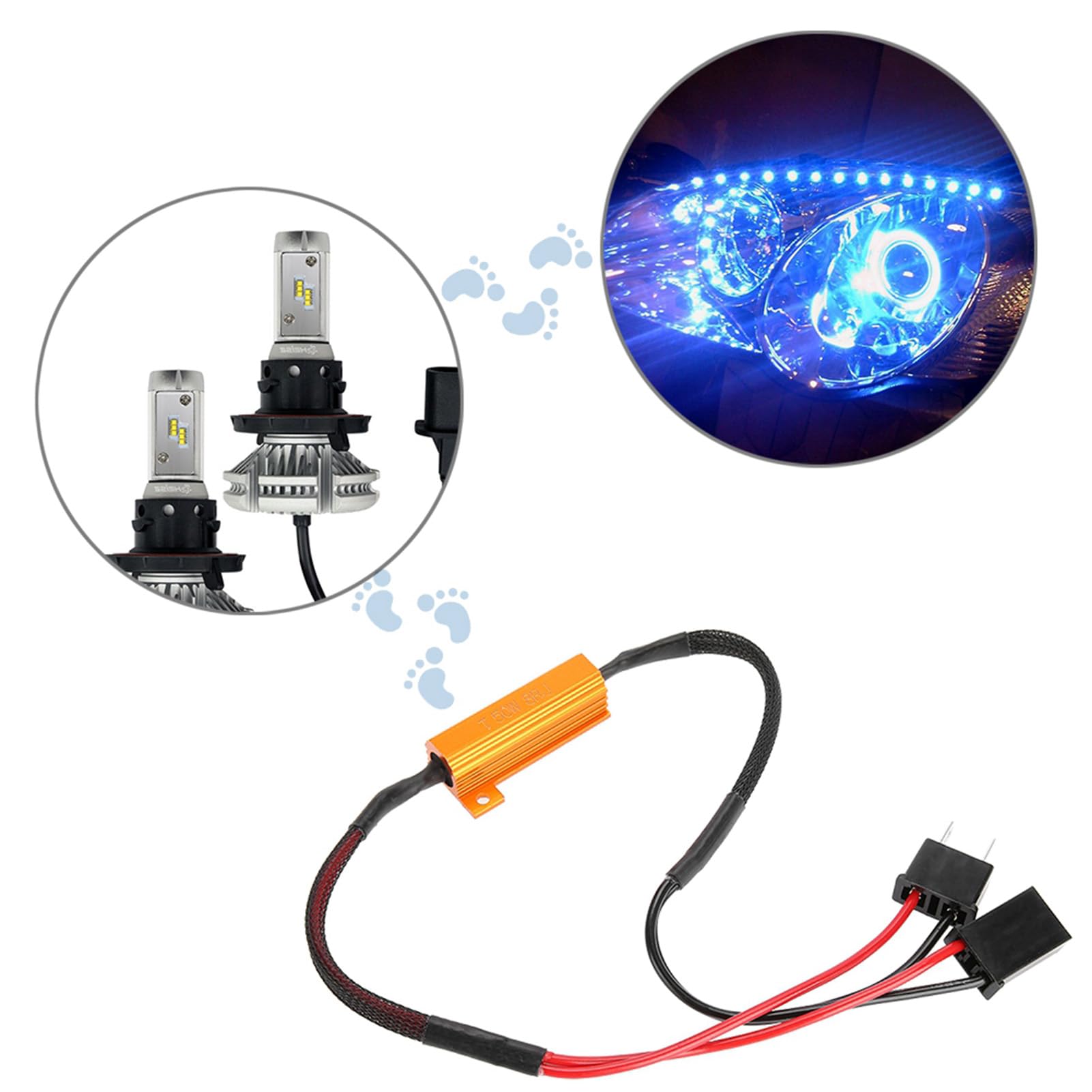 aqxreight - Kit Resistore LED H7, 2 Pezzi Decodificatori LED per Auto per Faro H7 Anti Hyper Flash Nessun Errore Cablaggio Resistore di Carico