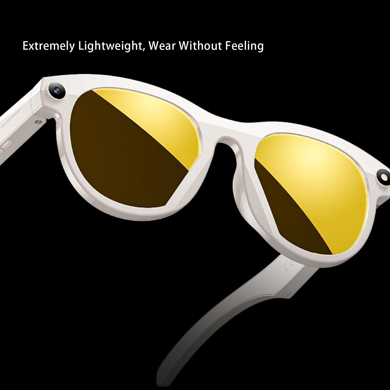 Jectse Lunettes Intelligentes AI, Caméra 8MP, Lunettes de Soleil D'enregistrement Vidéo 1080P avec Traduction en Temps Réel, Prise en Charge ChatGPT, Double Microphone, pour Les