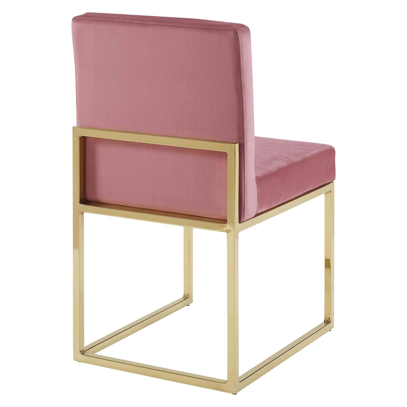 Carriage - Juego de 2 sillas de comedor de terciopelo de alto rendimiento, color dorado rosa polvoriento 5