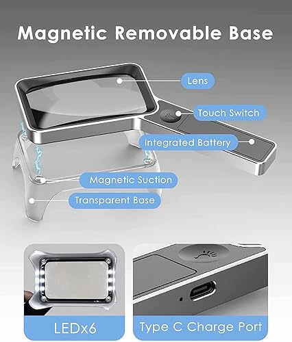 Lupa con luz 30X potente lupa - Lupa para leer Lupa grande Lupa de mano con lupa ligera para personas mayores..