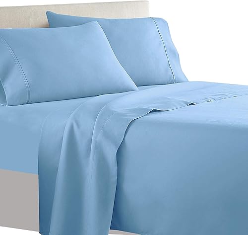 Miniatura 3 de Royal Tradition Juego de sábanas olímpicas de 550 hilos, 100% algodón, tamaño Queen, color mar