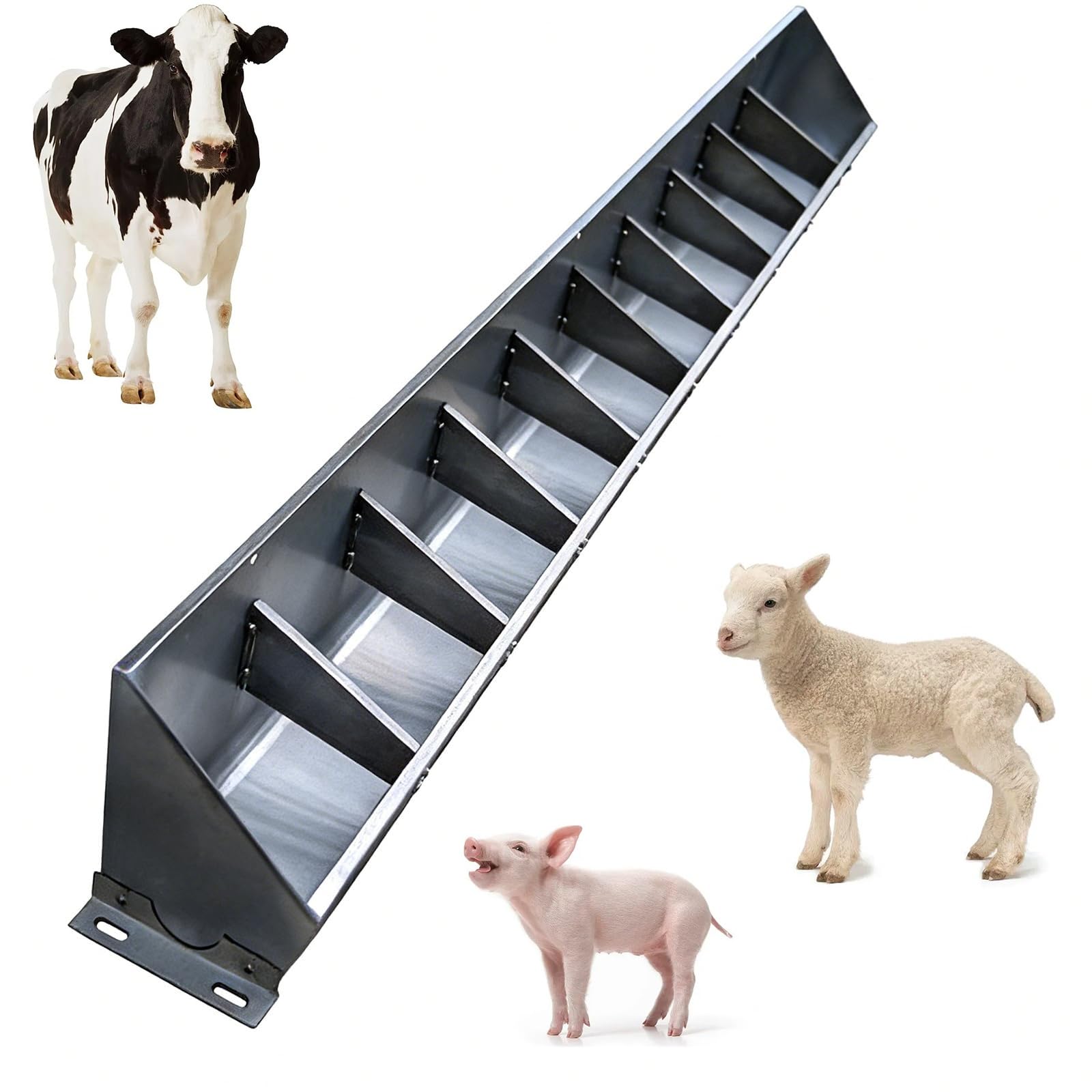 Robuster Futterspender für Schweine, Edelstahl, Anti-Abfall-Trog, große Kapazität, Futterspender für Schweine, Schafe, Ziegen, Bauernhof, optionale Größen 50–200 cm