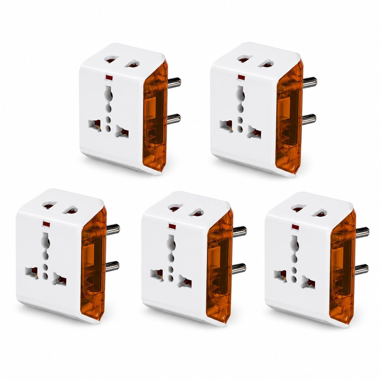 Universal 6AMP 3-Pin Plug Adapter for Home & Travel, Pack of 5 | Travel Use, Compact Design-image-29