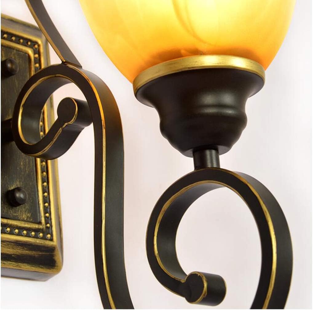 Pull Chain Wall Lamp Sconce E27,Metal Retro Glass Shade Pull Chain Light Fixtures (Color : Bronze)