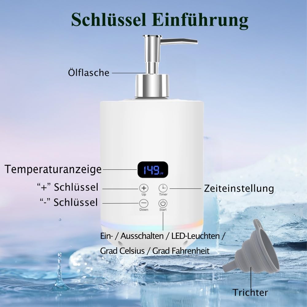 Massageöl-Wärmer mit zwei Ölflaschenverteilern für Spa Flaschen Spender und Lotion Wärmer LED Anzeige Gel Flaschenwärmer Heizung für Salon Flaschenwärmer (Weiß)
