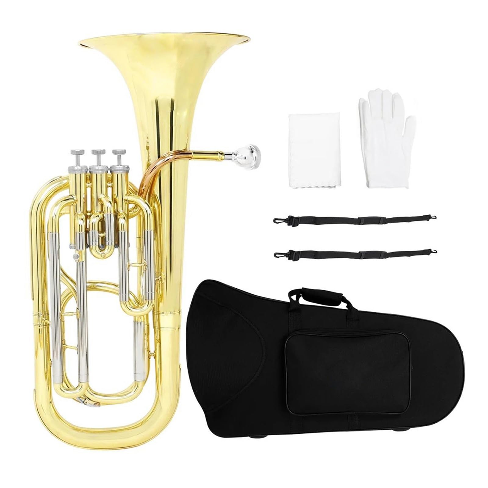 Eufonium Bb Euphonium 3 Kluczowy Pionowy Róg Tenorowy Baryton Z Rękawiczkami Materiałowymi Mosiężne Instrumenty Muzyczne