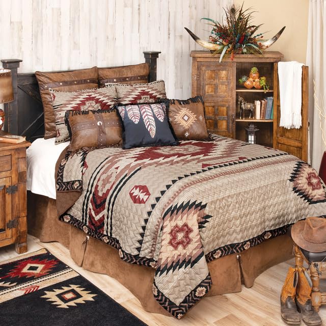 BLACK FOREST DECOR Durango Mesa Quilt Bed Set - Queen, Oversized and Reversible Southwestern Style Bedding, Cotton Back, Machine Washable
