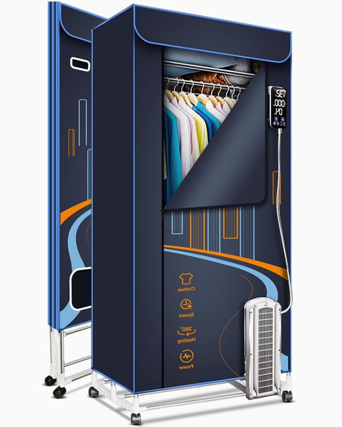Tendedero eléctrico Plegable de 1600 W, secador de tendedero eléctrico de 3 Capas, Armario de Secado de Ropa eléctrico, Acero Inoxidable, secador doméstico de bajo Consumo