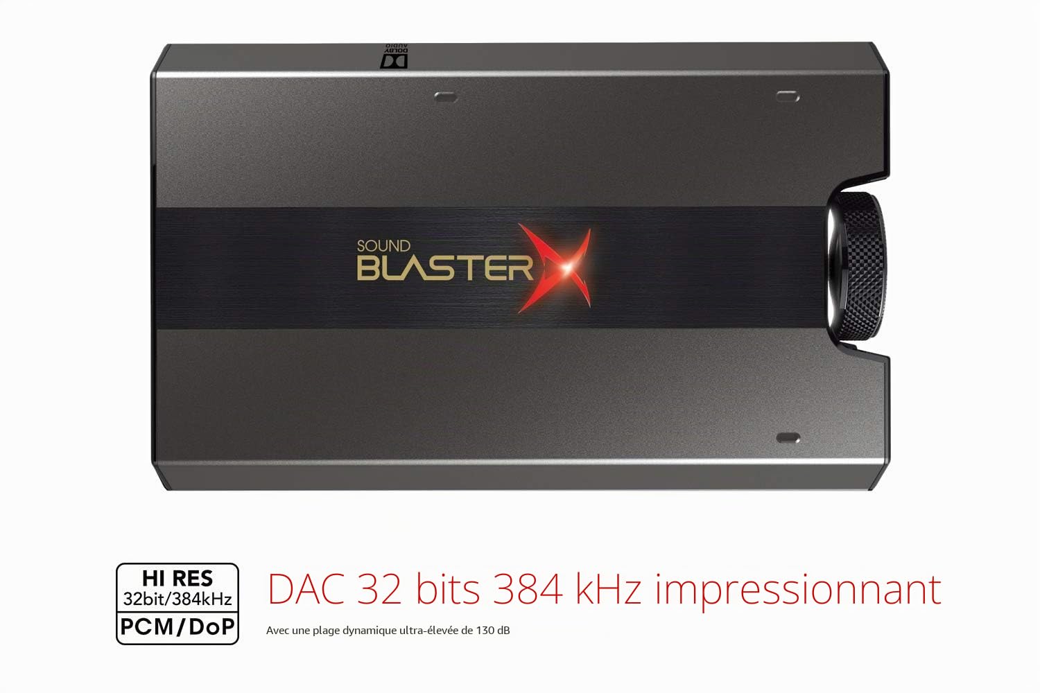CREATIVE DAC de Jeu Sound BlasterX G6 7.1 HD et Carte Son USB Externe pour Casque Xamp Compatible avec PS4, Xbox One, Switch et PC