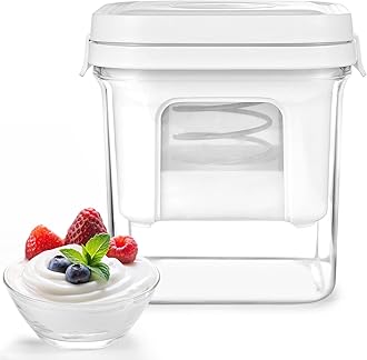 Greek Yogurt Strainer, Greek Yogurt Maker with Ultra-Fine Mesh Basket and Pressure Spring, 2024 Upgraded BPA-Free Strainer for Homemade Thick Greek Yogurt, Large Capacity (1200ml)