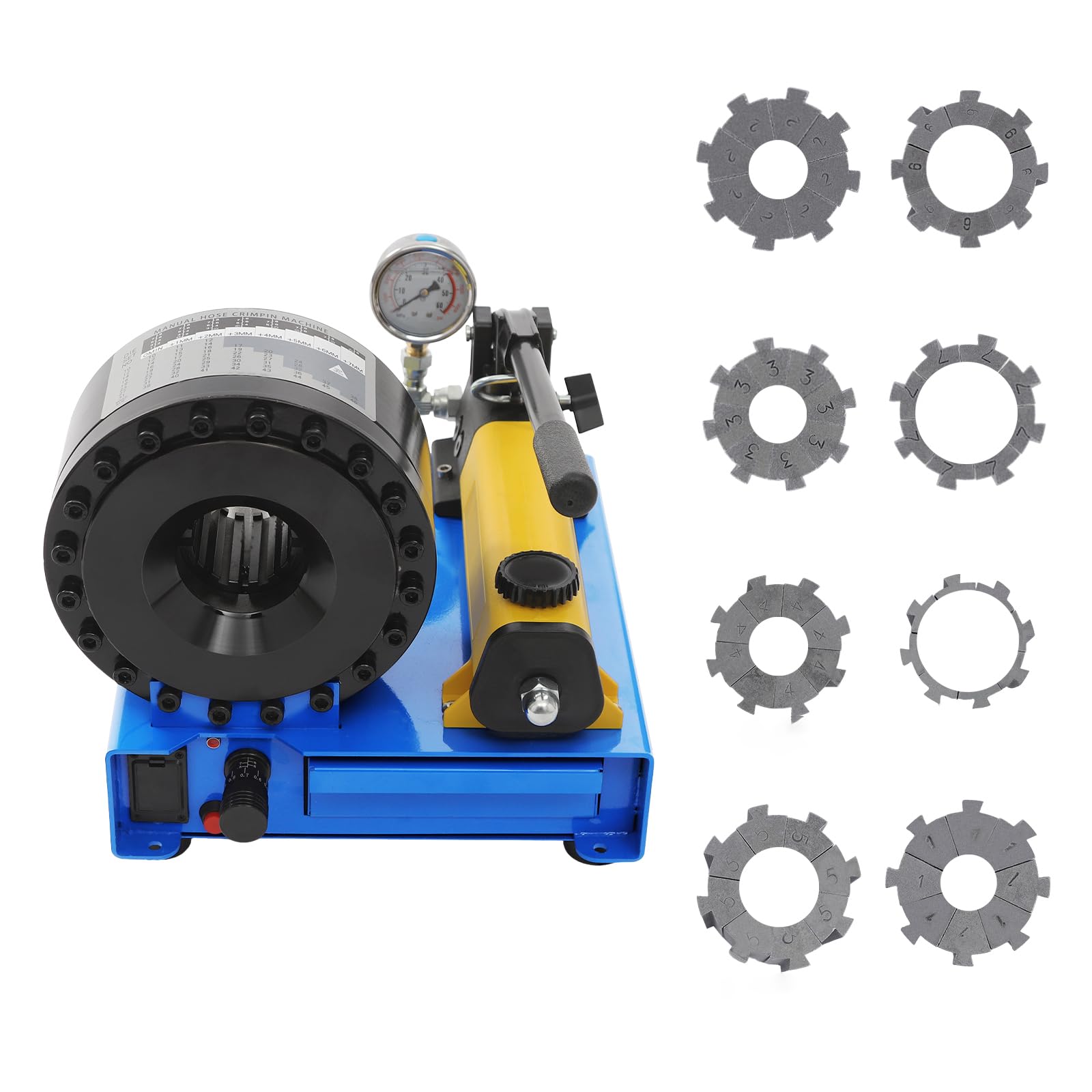 TLDONCXH Hydraulic Hose Crimper with 8 Sets of Dies High Pressure Hose Crimping Handheld Hydraulic Hose Crimping Tool for Automotive, Industrial & Plumbing Pipes