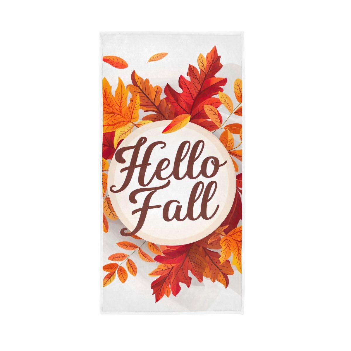 HUYGD Autumn Fall Leaves Hello Fall Hand Towel, Guest Hand Towels for Bathroom 15 x 30 Inches, Hand Towels Cotton