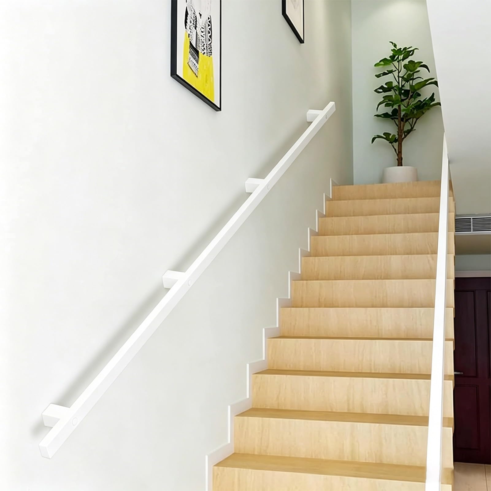 Drsyffsup One Color Staircase Banister Handrail White - Complete Kit, 30Cm-600Cm Wall-Mounted Stair Railing Safety Hand Rail Support Bar Rails For Elderly/Children(17Ft/510Cm)