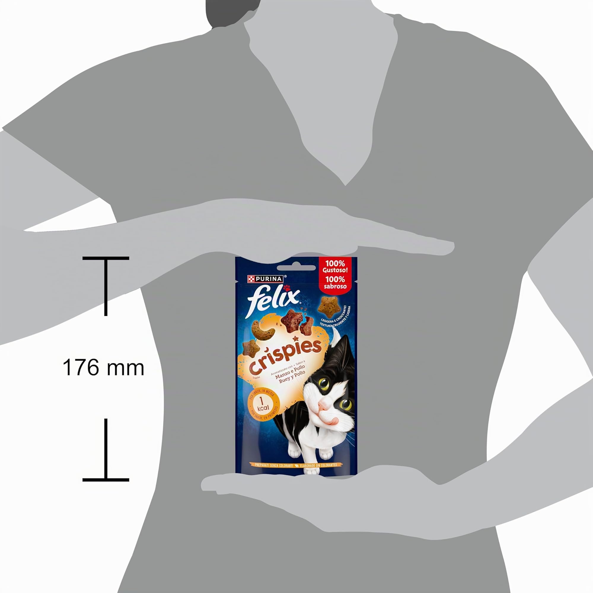 FELIX Crispies Snack per Gatti Adulti con Manzo e Pollo 8 x 45g