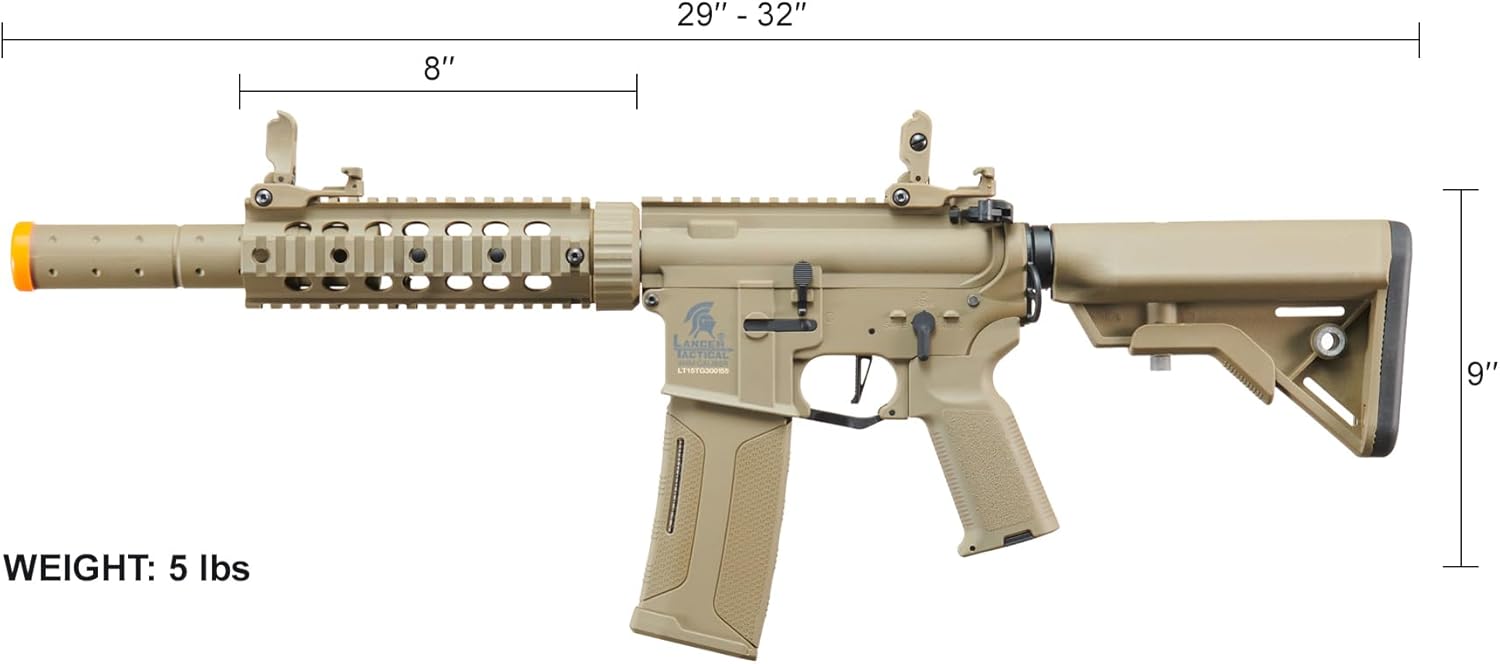 Lancer Tactical Gen 3 M4 Carbine SD Airsoft with Programmable Mosfet/ETU-Electric Full/Semi-Auto AEG Rifle (Lipo Battery & Charger Included)