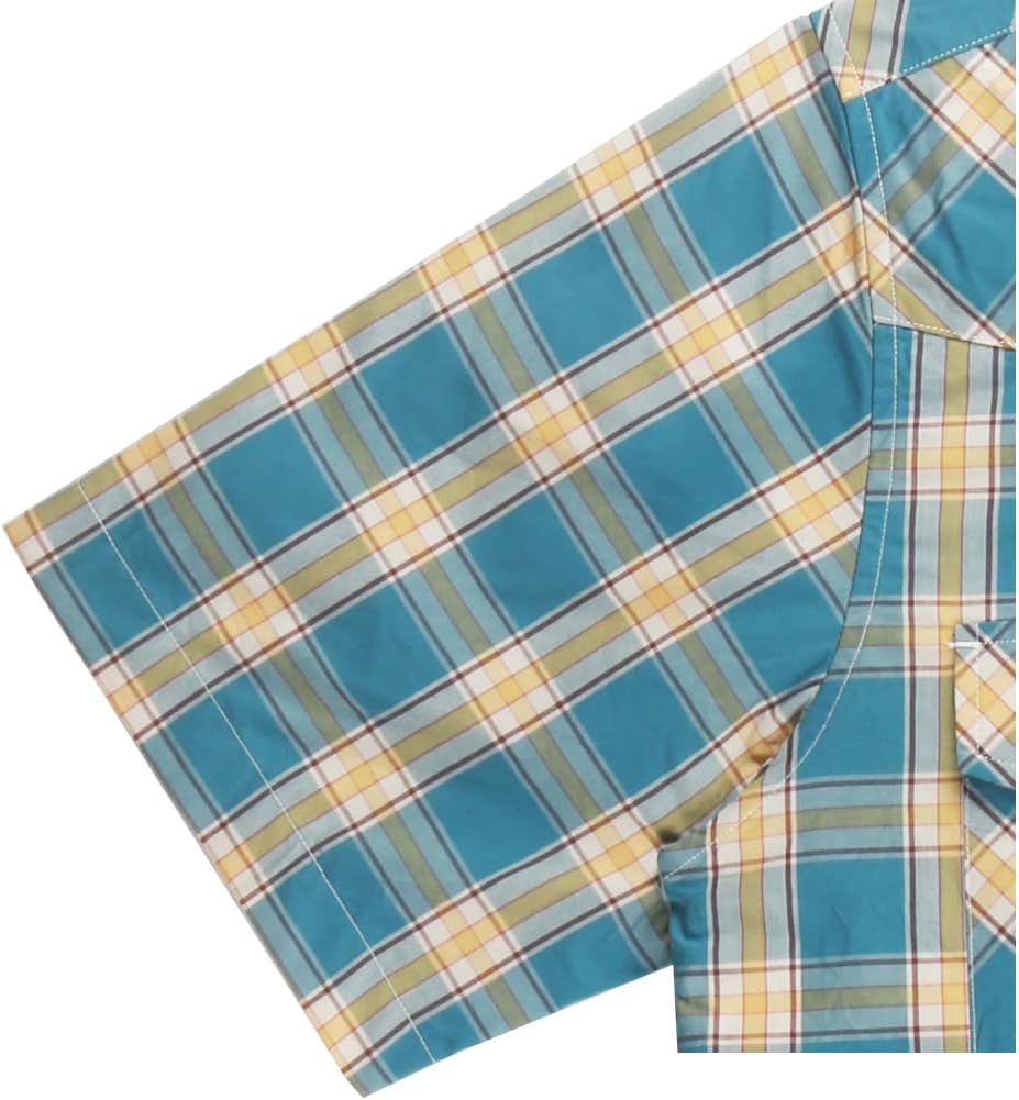 NUTEXROL Mens Short Sleeve Plaid Button Down Shirt Western Casual Shirts with Two Pockets - Image 5