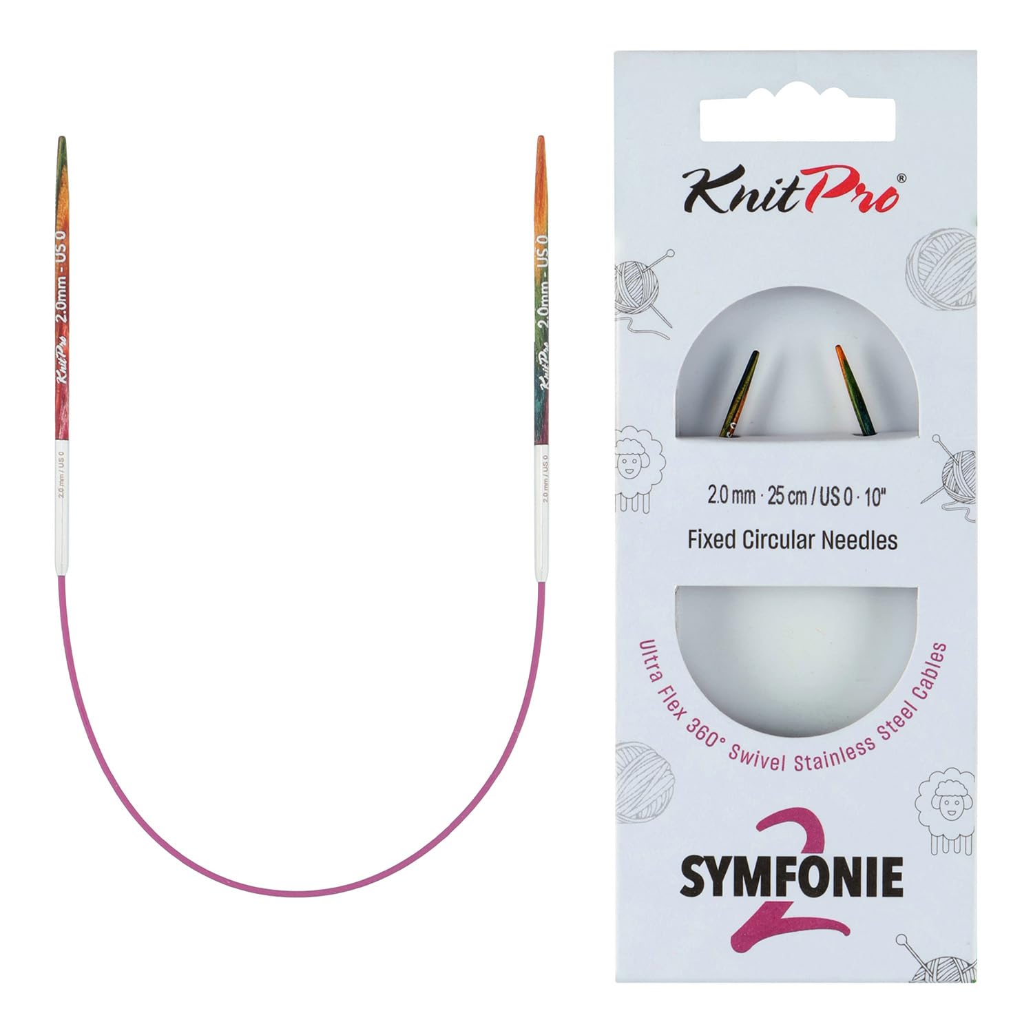 KnitPro Symfonie 2 Fixed Circular Needles 10" (25cm) | 2mm