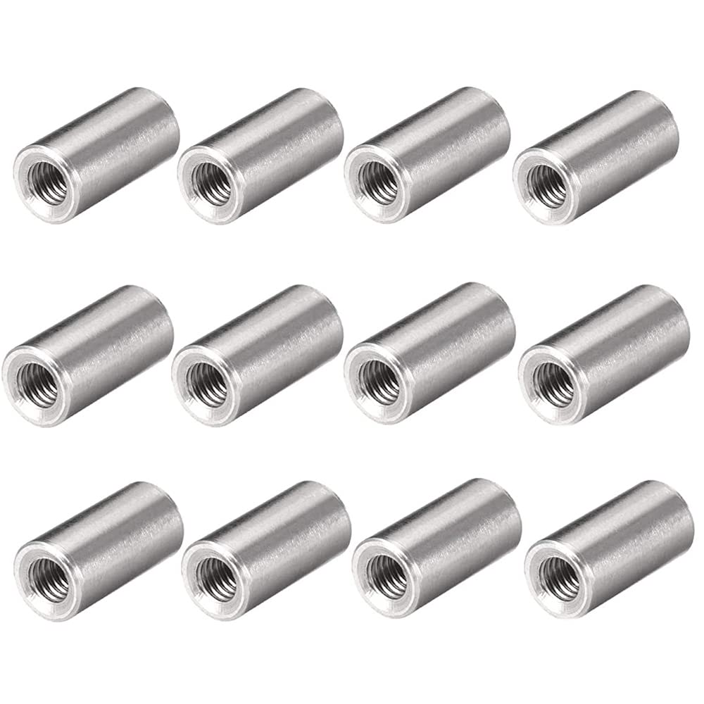 M5 304 Stainless Steel Threaded Sleeve Rod Bar Stud Round Coupling Connector Tube Nuts Silver Tone 20pcs(8 * 15mm/0.31 * 0.59in)