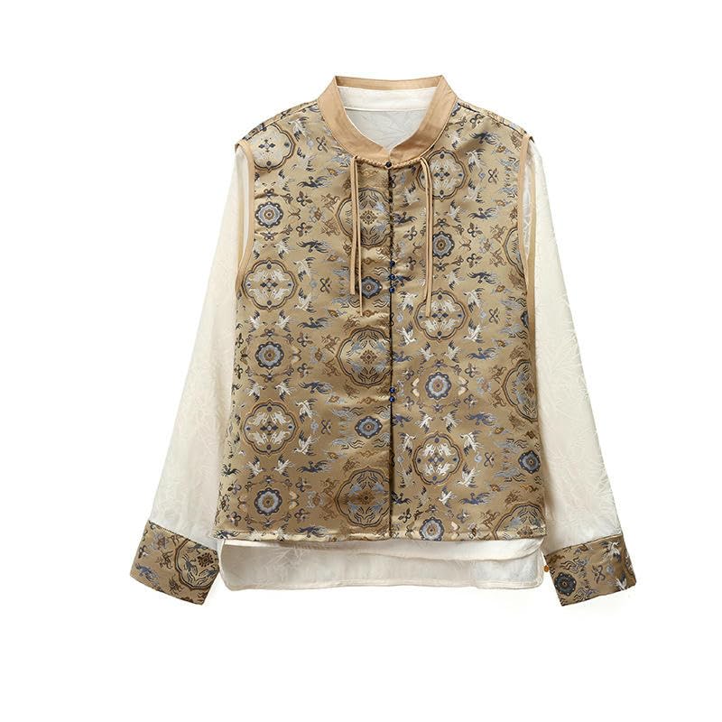 Chaleco chino de mujer para primavera chaqueta sin mangas elegante 5