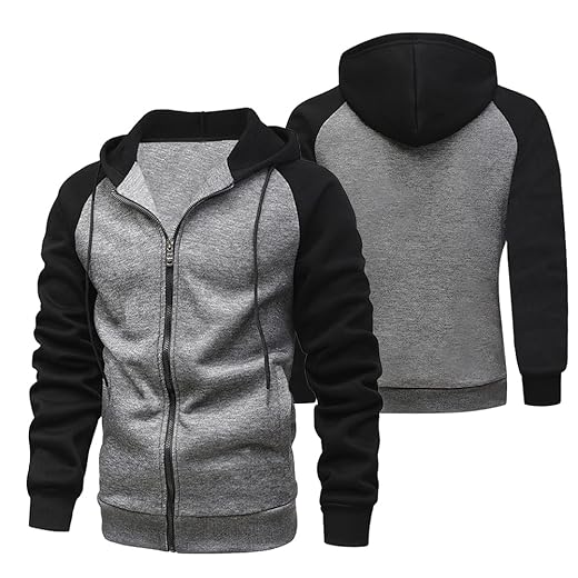 Jaqueta de Moletom Relaxado com Ziper, Jaqueta com Capuz, Jaqueta de Ziper Blusa com Bolso E Capuz Liso（PP）
