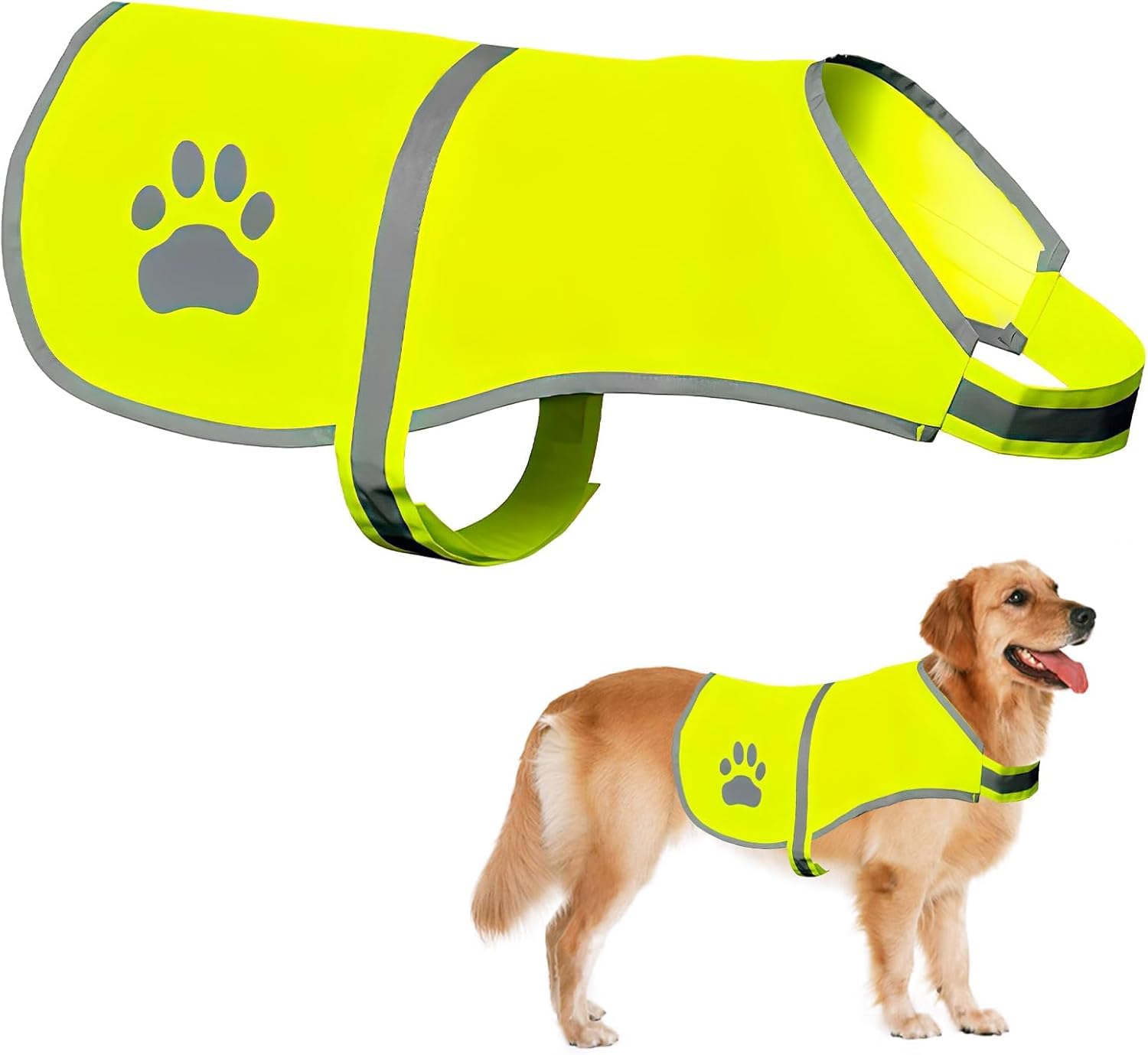 Gilet de Sécurité Réfléchissant pour Chien, Veste Haute Visibilité avec Bandes Réfléchissantes, Confortable et Résistant, pour Promenades Nocturnes et Activités Extérieures, Taille M