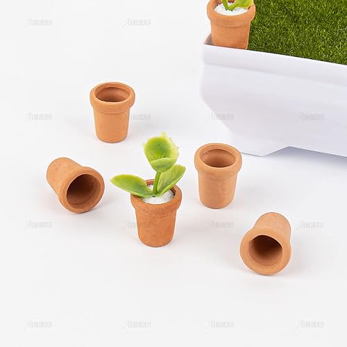 Miniatura 4 de AUEAR, Paquete de 8 mini macetas de arcilla para jardín de hadas, maceta de cerámica de cerámica, cactus y flores, maceta para suculentas a escala