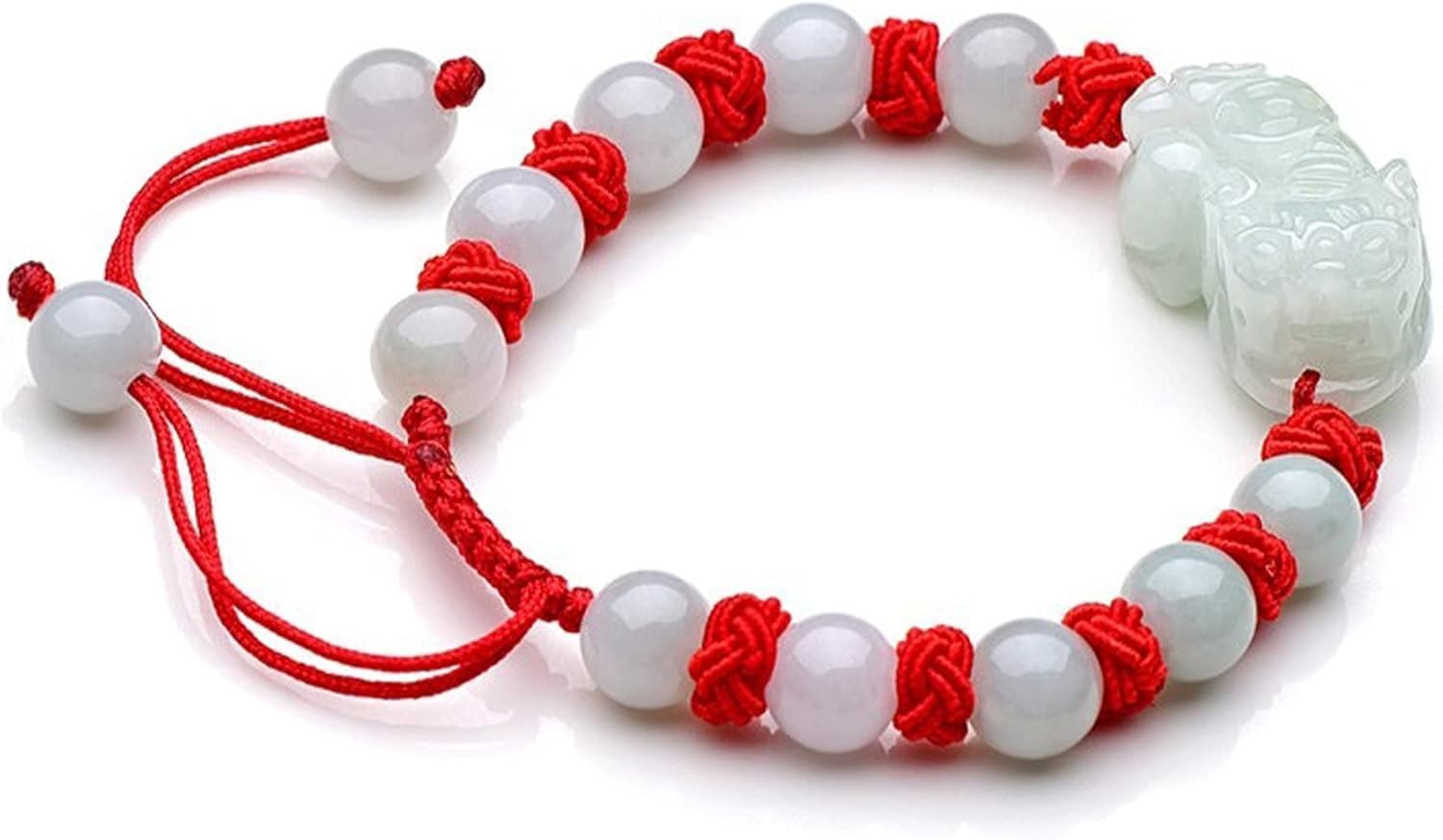 Pulsera De Cuentas, Pulsera De Amuleto Pulsera De Esmeralda Auténtica Pulsera De Hilo Ajustable Roja De La Suerte para La Buena Fortuna Valiente Suerte para Mujeres Hombres,Red