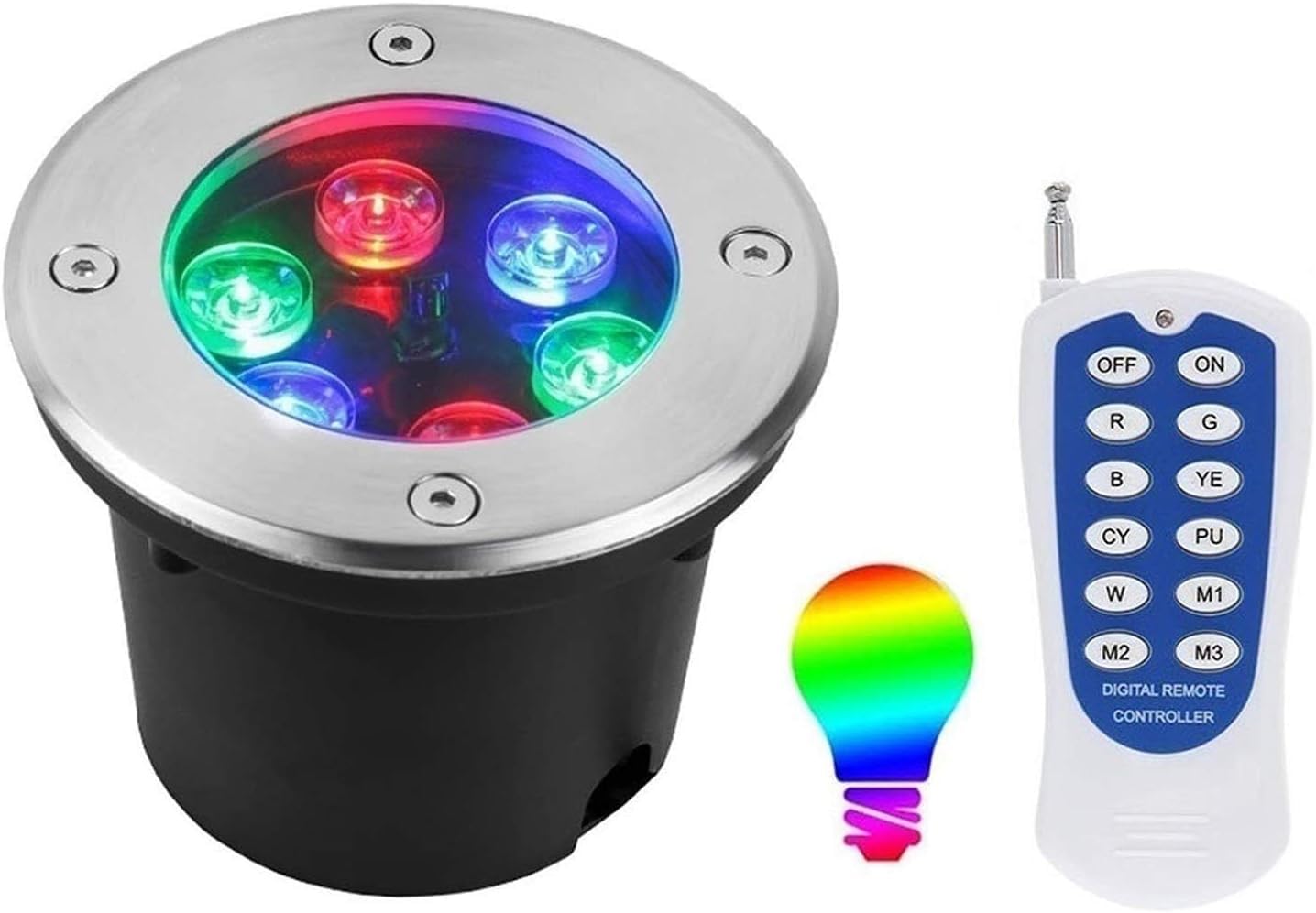 DARZYS Buried Light, LED Underground Lamp, Underground Light LED,Outdoor Underwater Lights,Waterproof Remote Control Stainless Steel Well Lights(24V(24W))