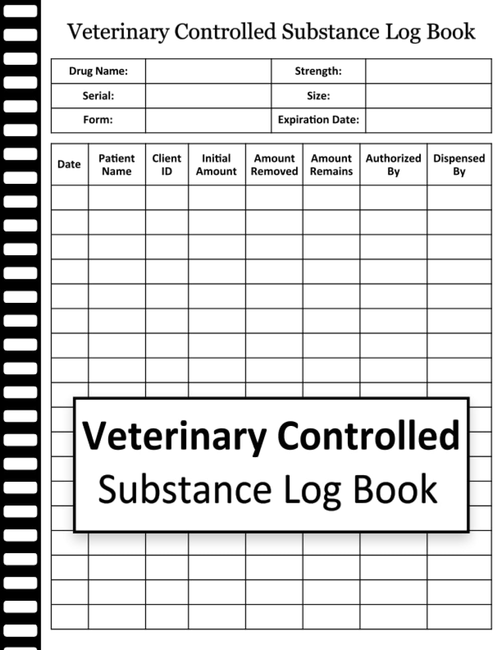 Veterinary Controlled Substance Log Book: Large Log book A4: Vetibone: Amazon.com: Books for Free Printable Controlled Substance Log