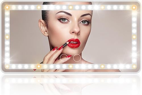 Miniatura 1 de Espejo de tocador para automóvil, espejo recargable para visera de automóvil, 60 luces LED y 3 modos de luz, espejo de tocador con pantalla táctil,