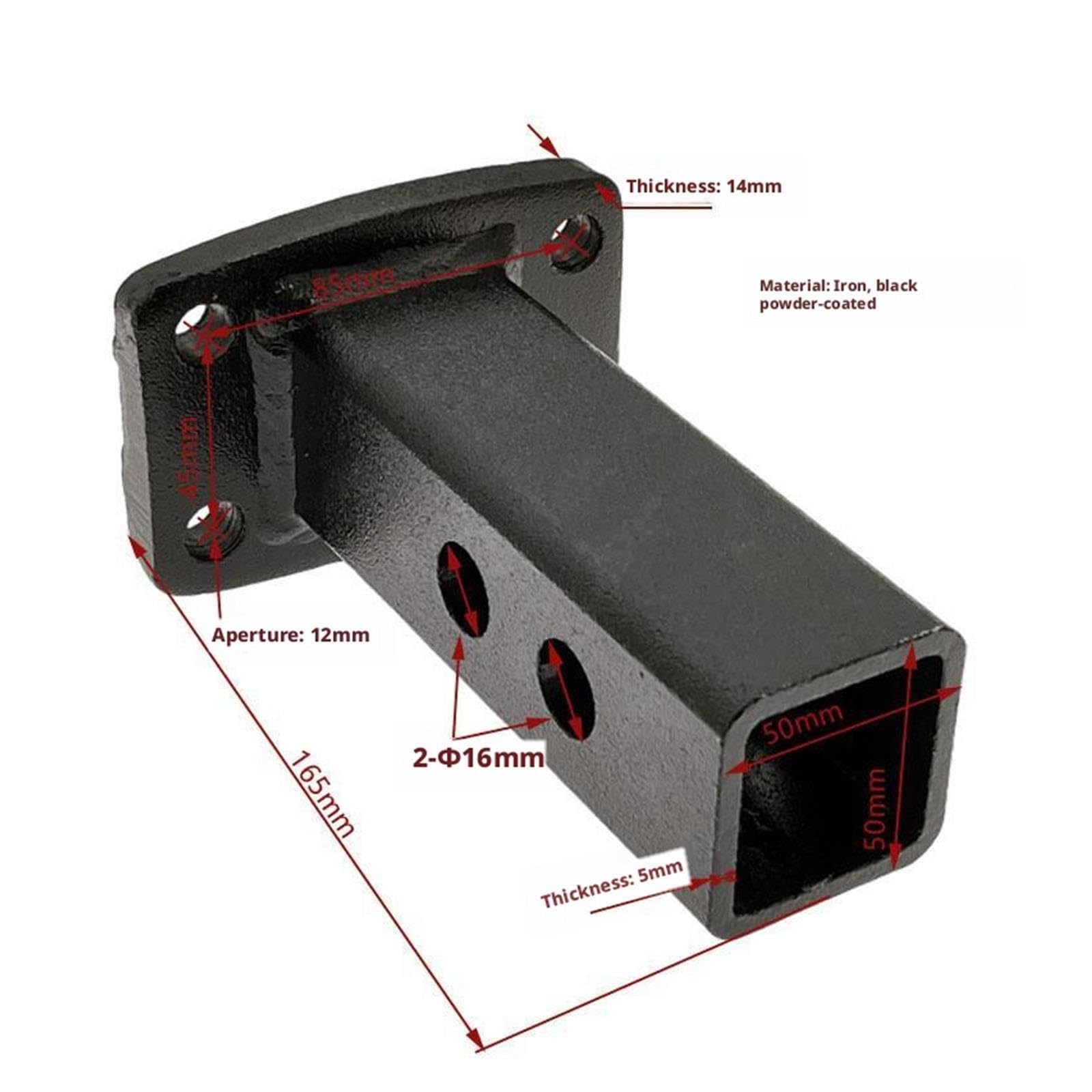Escala de Grúa, Adaptador de receptor cuadrado Kit gancho remolque Modificación acero inoxidable alta resistencia(Nero)