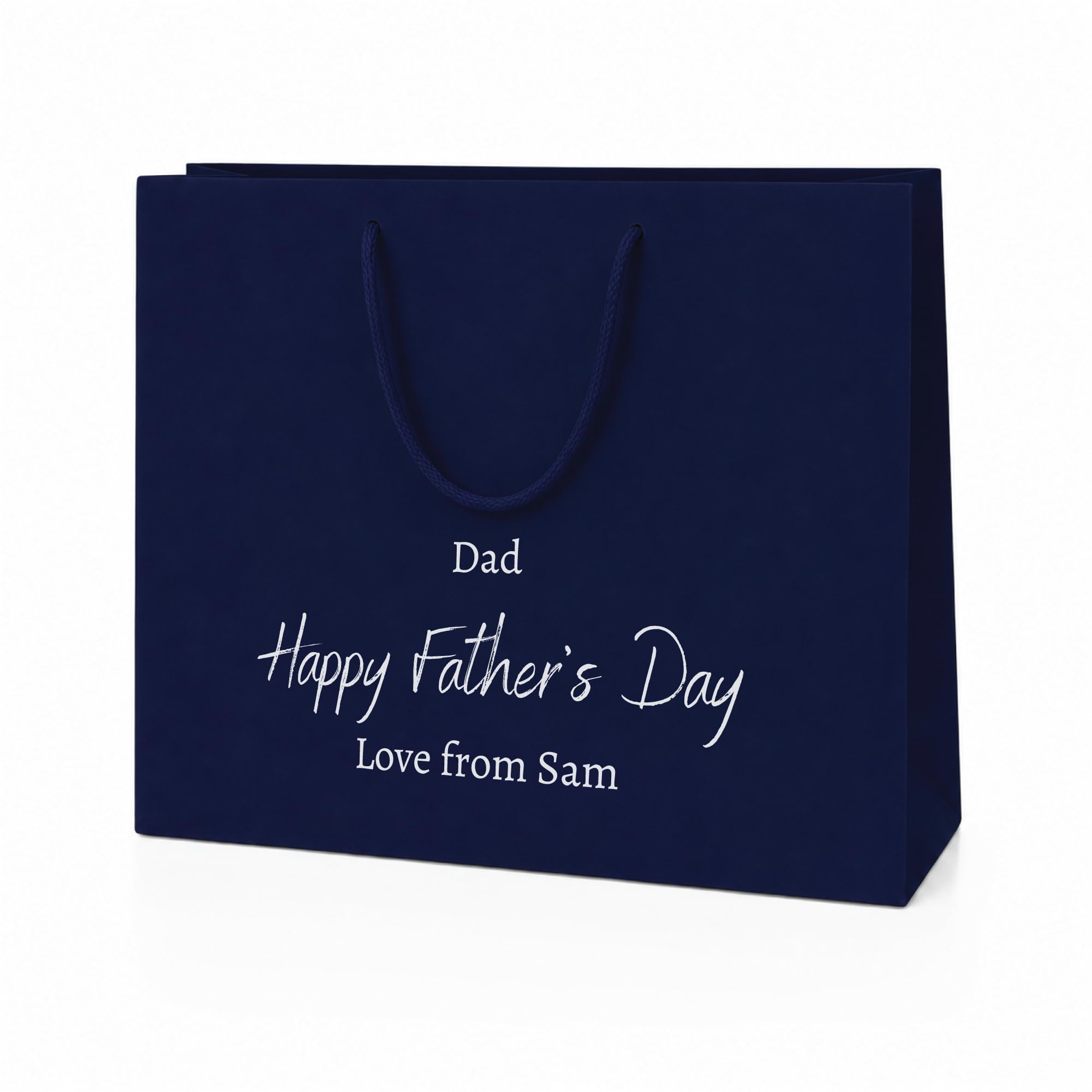 COOKIES AND KOALAS Personalised Fathers Day Gift Bag – Blue Large 40x30x13 cm – Custom Name & Message Foil Print – Large Fathers Day Bag Blue