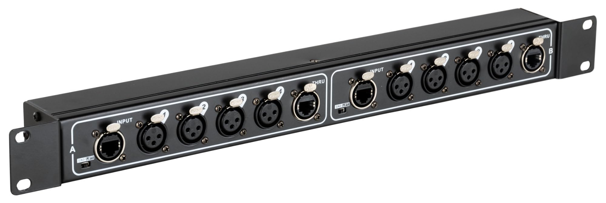 Pronomic NetCore SR-3F Multicore-Rackbox F/F Dual - unité rack avec 2x 4 prises XLR (female) et 4x prise RJ45 - pour la transmission de signaux analogiques ou numériques via câble réseau