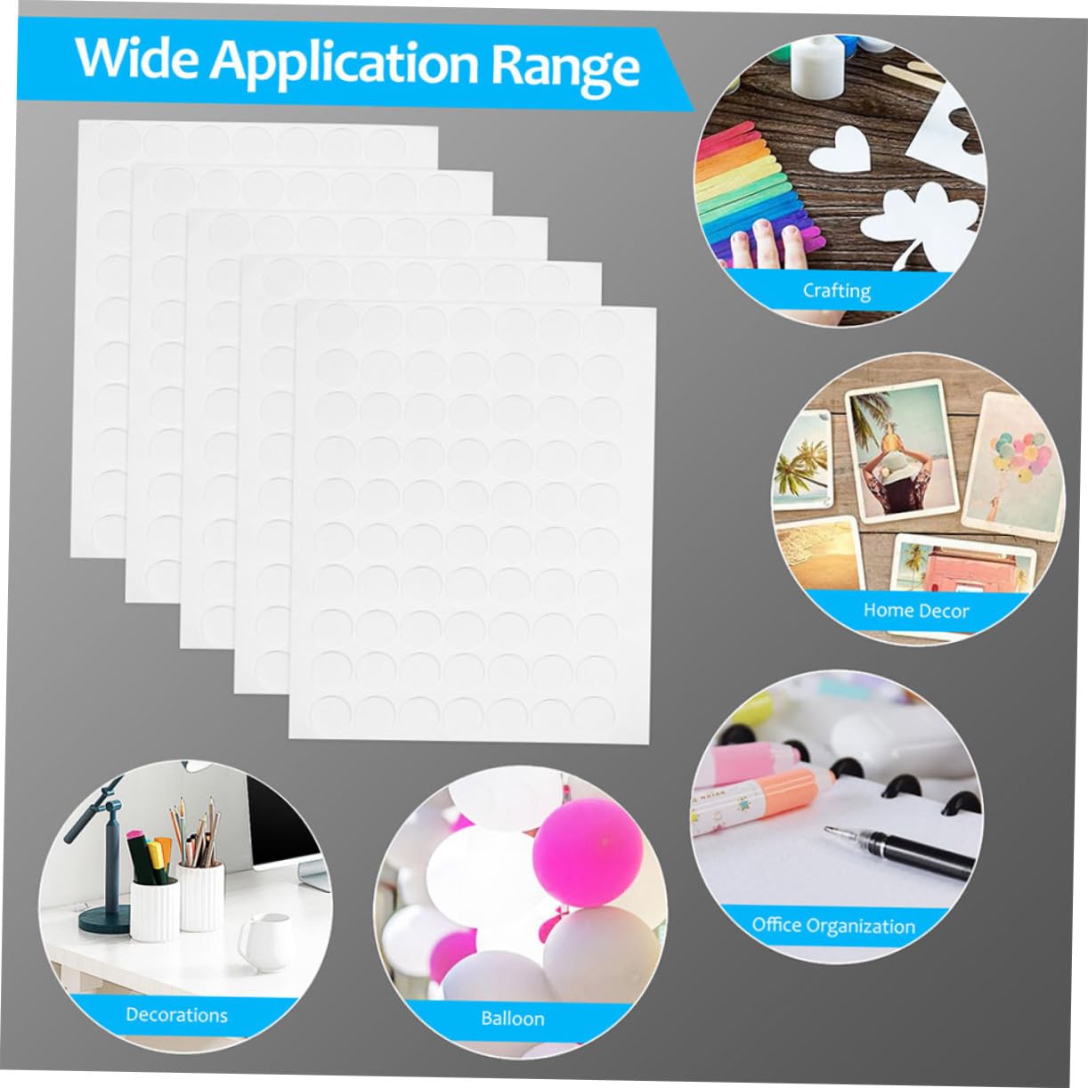 20sheet Dots Double-Sided Tape Balloon Stickers Self Adhesive Circle for Home Office Easy to Use