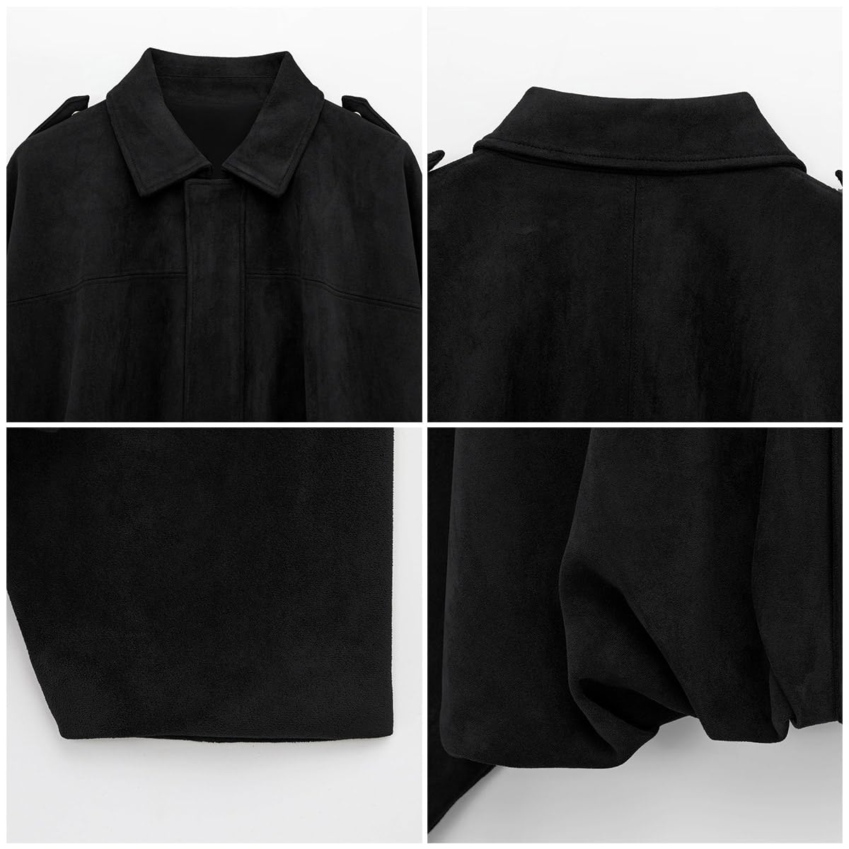 IBAKOM Femmes Faux Suede Bomber Veste Manteau d'hiver Manches Longues Veste Varsity Vêtements de Rue Casual Outwear