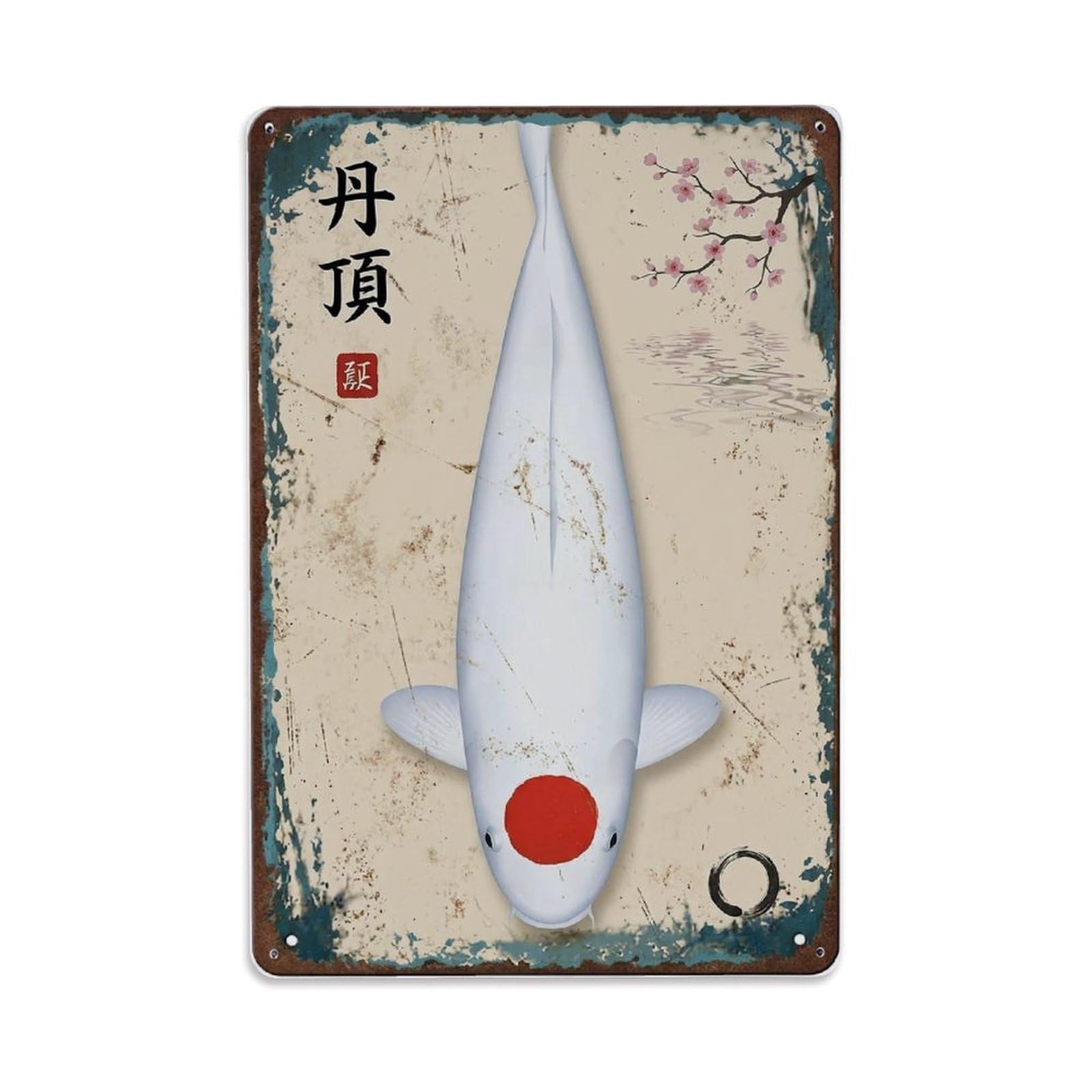 Calm Carp Koi 1 Metal Tin Sign Plaque Wall Decor for Cafe, Club Bar, Office, Home Garden Metal Poster 8x12Inch