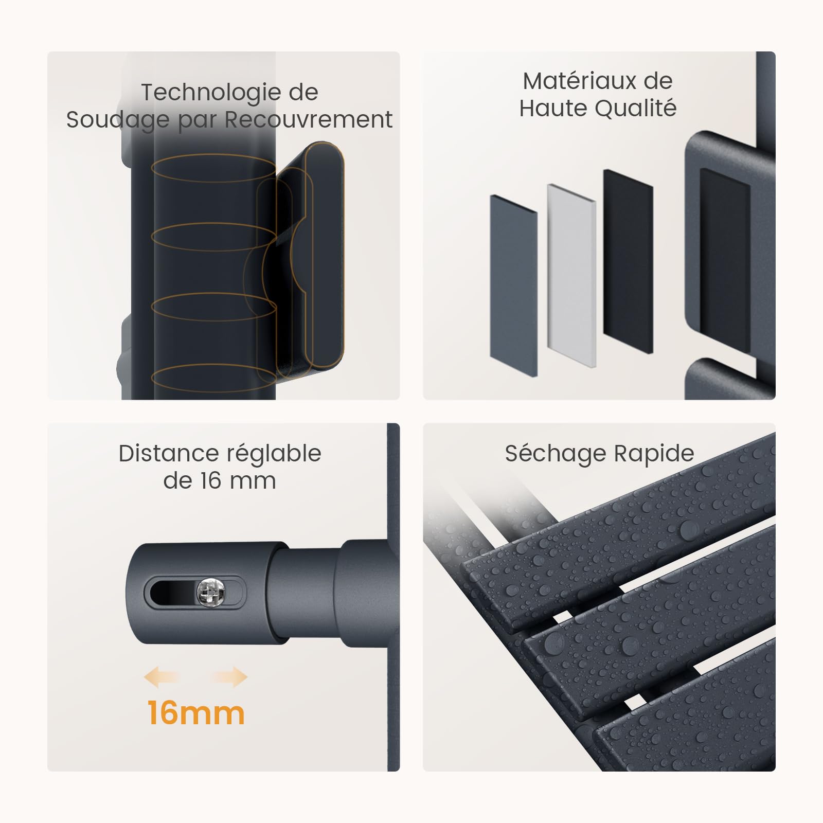 EMKE Seche Serviette Electrique avec WiFi Thermostat,132x50 cm, Anthracite