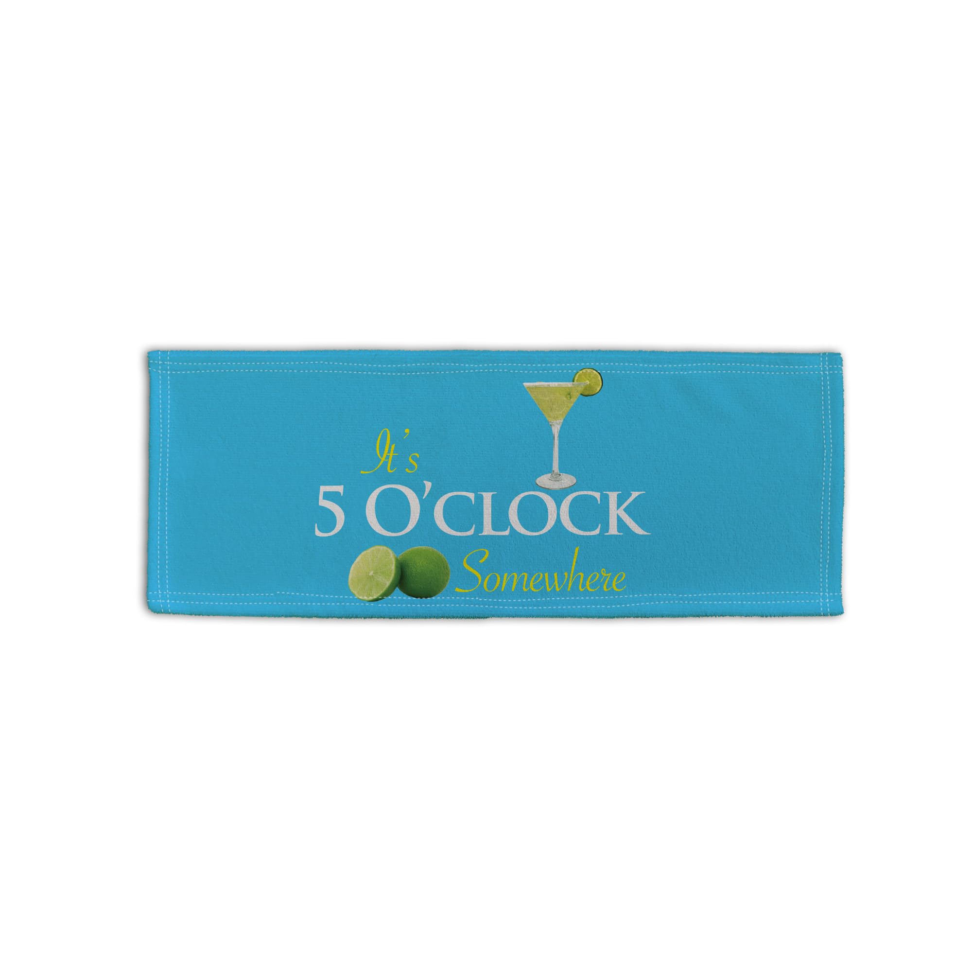 BRITISH MADE GIFTS It's 5 o'clock Somewhere Blue Design Microfibre Bar Towel Man Cave Pub Beer Mat