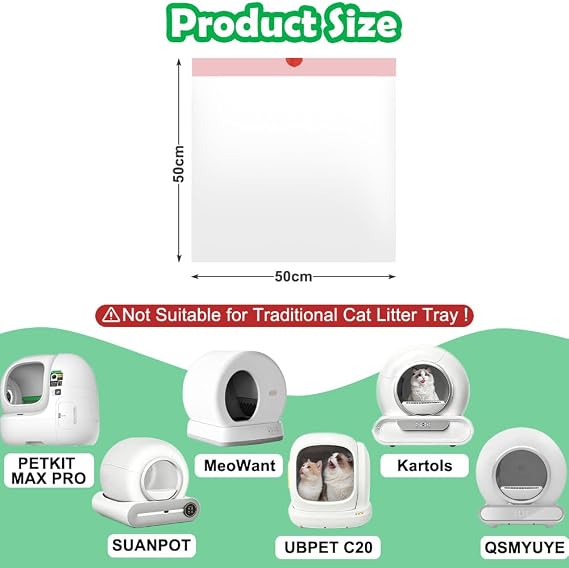 SZEE 120pcs Automatic Cat Litter Tray Bags, 50×50cm, Tear-free Tissue Style