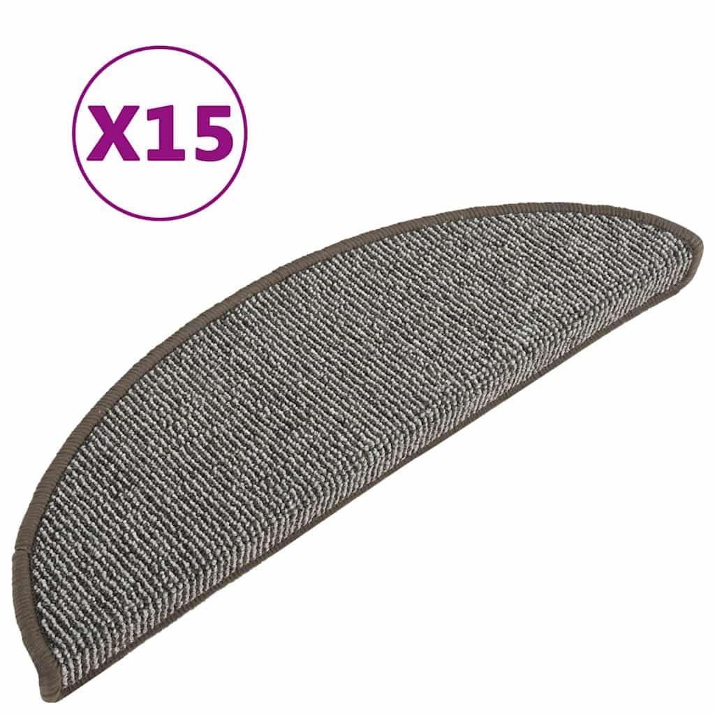 Lot de 15 tapis d'escalier gris 56 x 17 x 3 cm